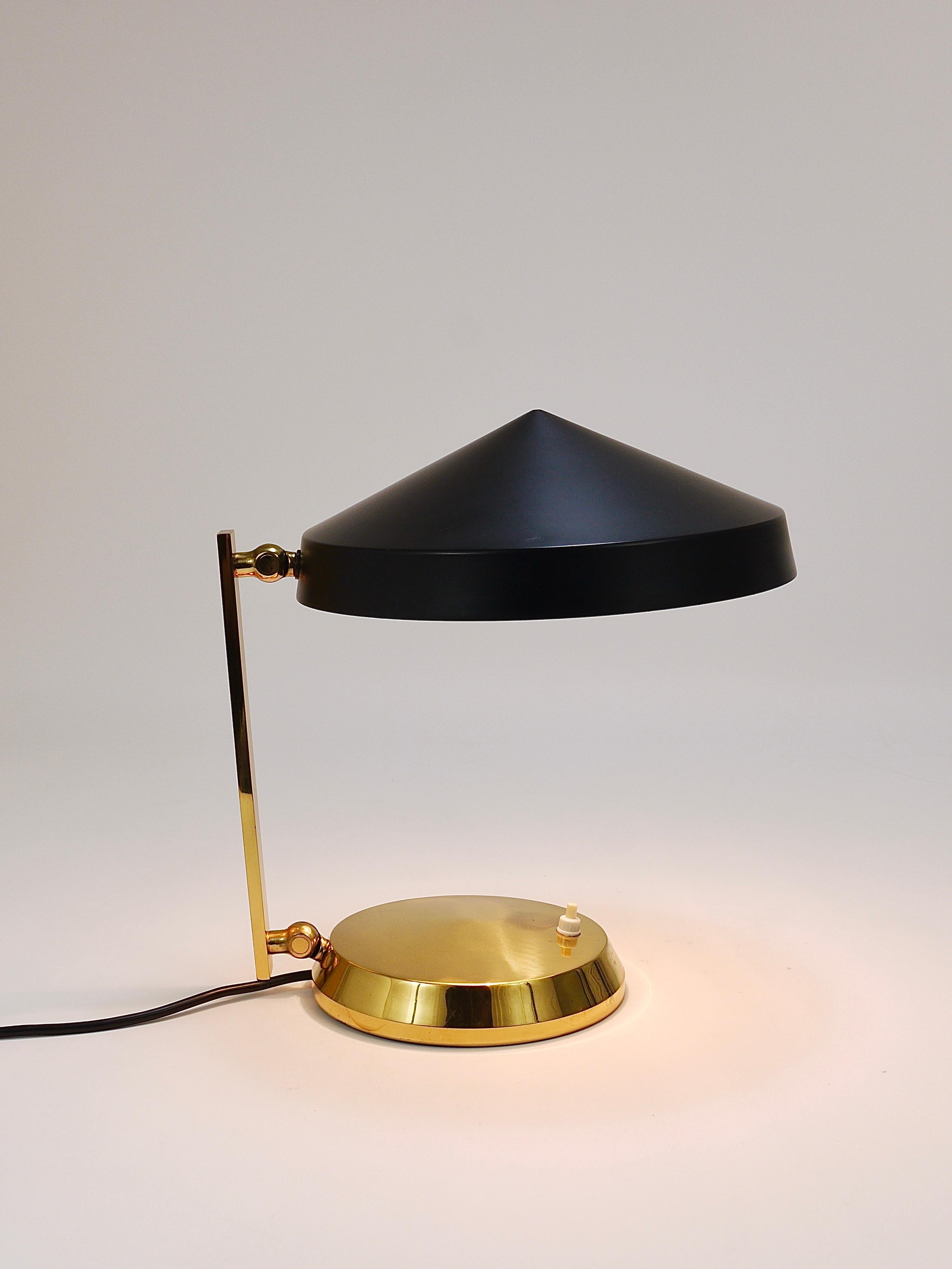 Midcentury Black Brass Table or Desk Lamp, Austria, 1960s For Sale 12