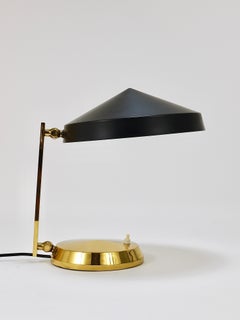 Midcentury Black Brass Table or Desk Lamp, Austria, 1960s