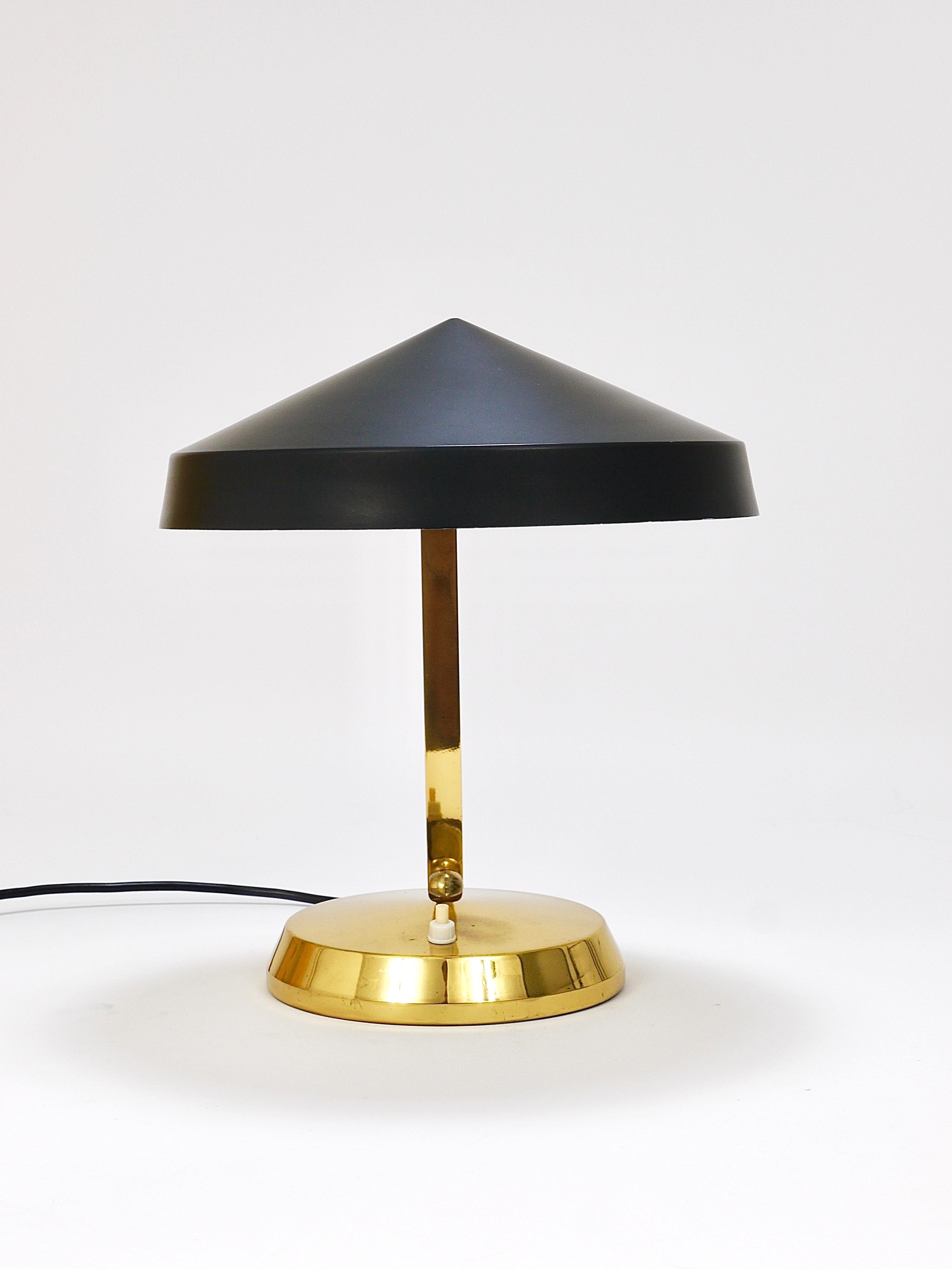 20th Century Midcentury Black Brass Table or Desk Lamp, Austria, 1960s For Sale