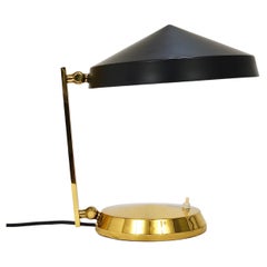 Lampada da tavolo o da scrivania in ottone nero del Medioevo, Austria, anni '60