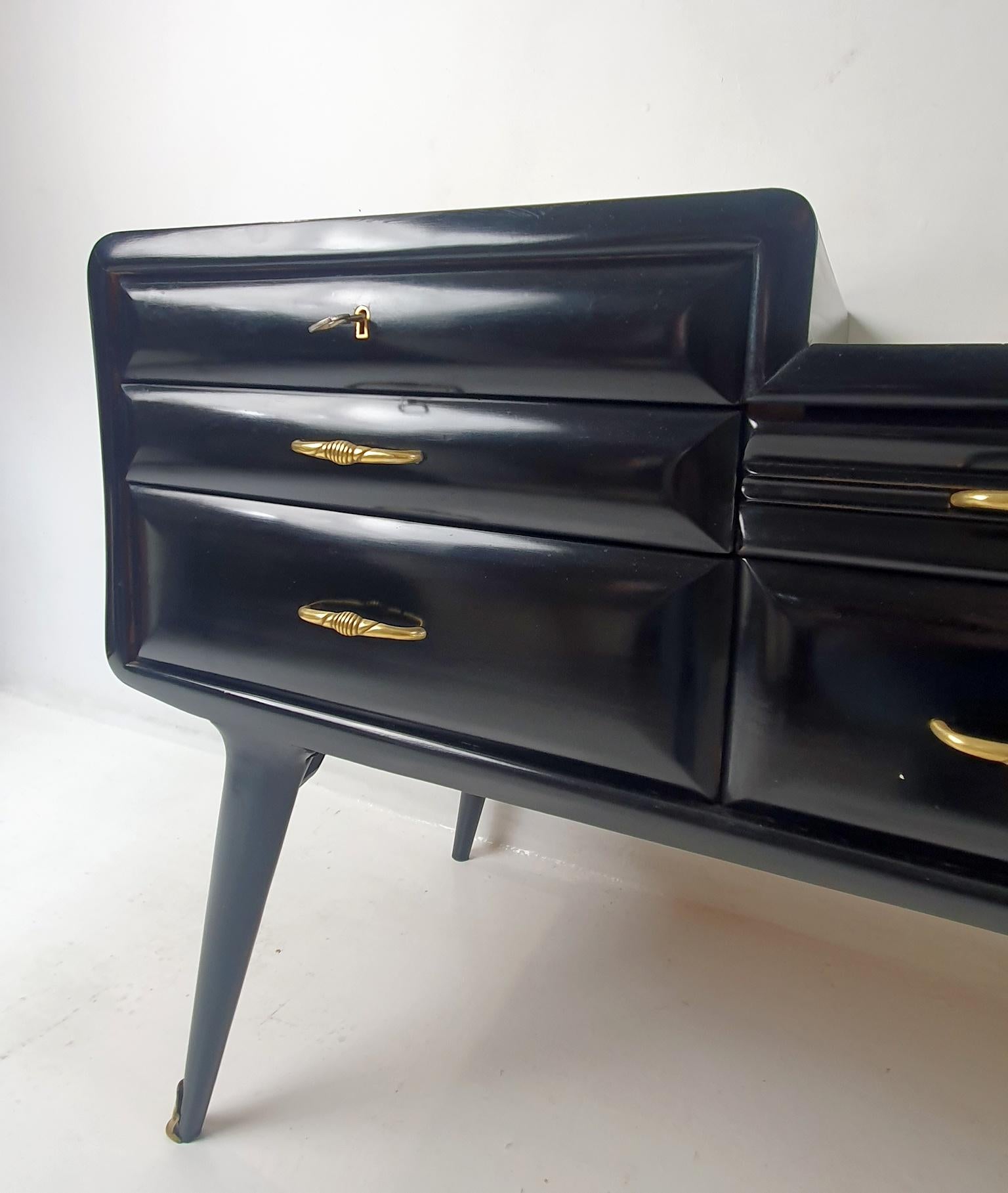 Midcentury Black Credenza, Italy For Sale 3