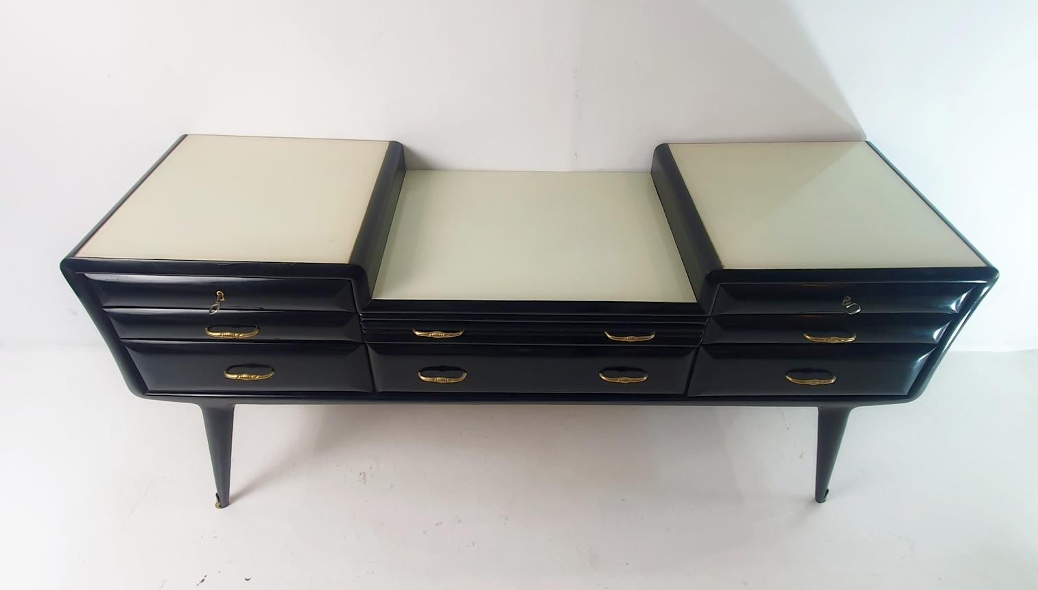 Mid-Century Modern Midcentury Black Credenza, Italy For Sale