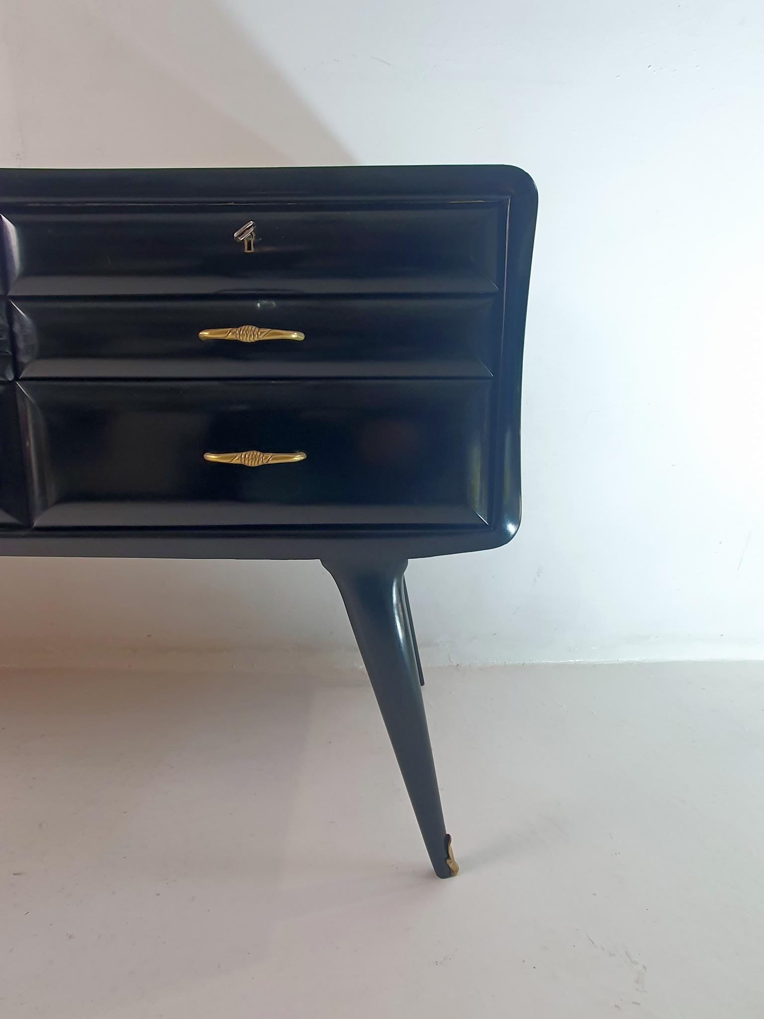 Italian Midcentury Black Credenza, Italy For Sale