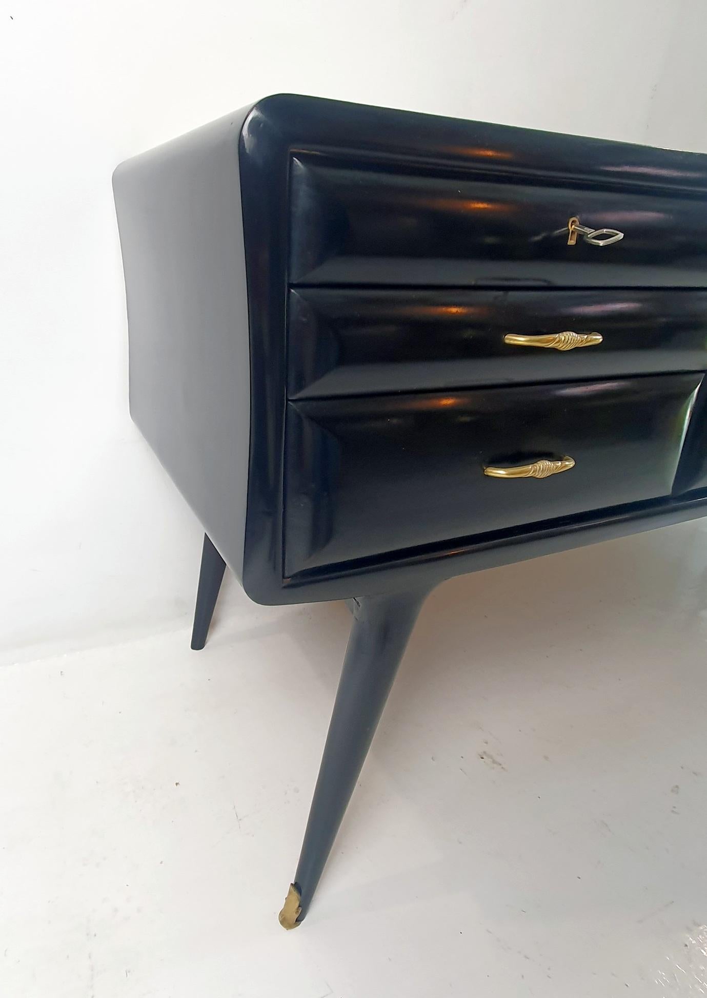 Midcentury Black Credenza, Italy For Sale 1