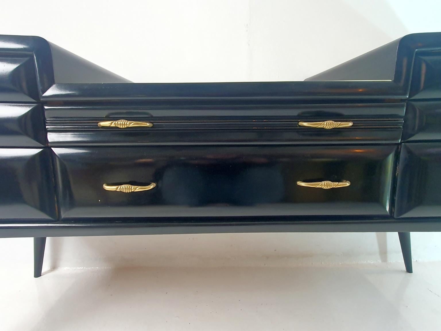 Midcentury Black Credenza, Italy For Sale 2