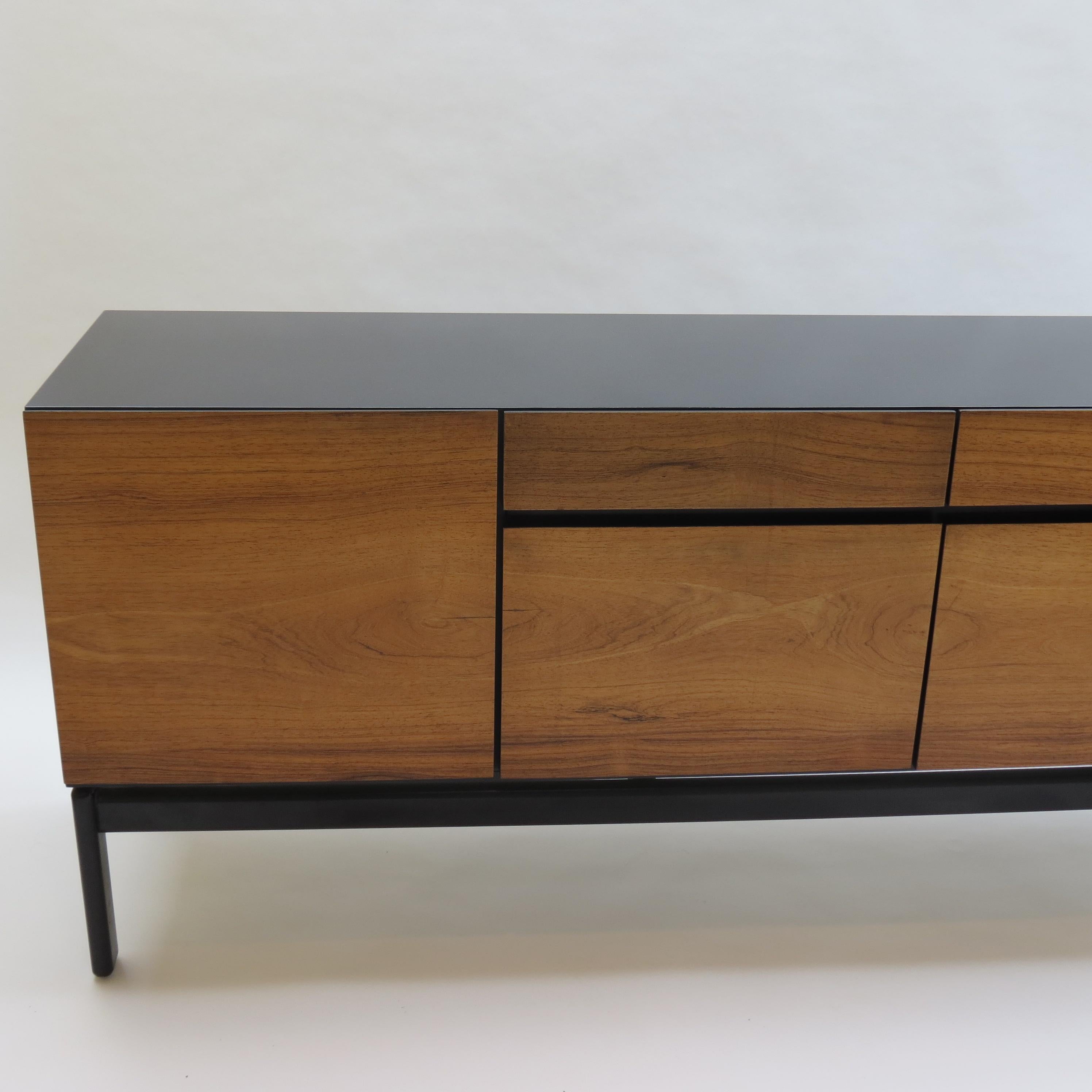 English Midcentury Black Ebonized and Rosewood Sideboard by Arkana BCM Bath Cabinet Make