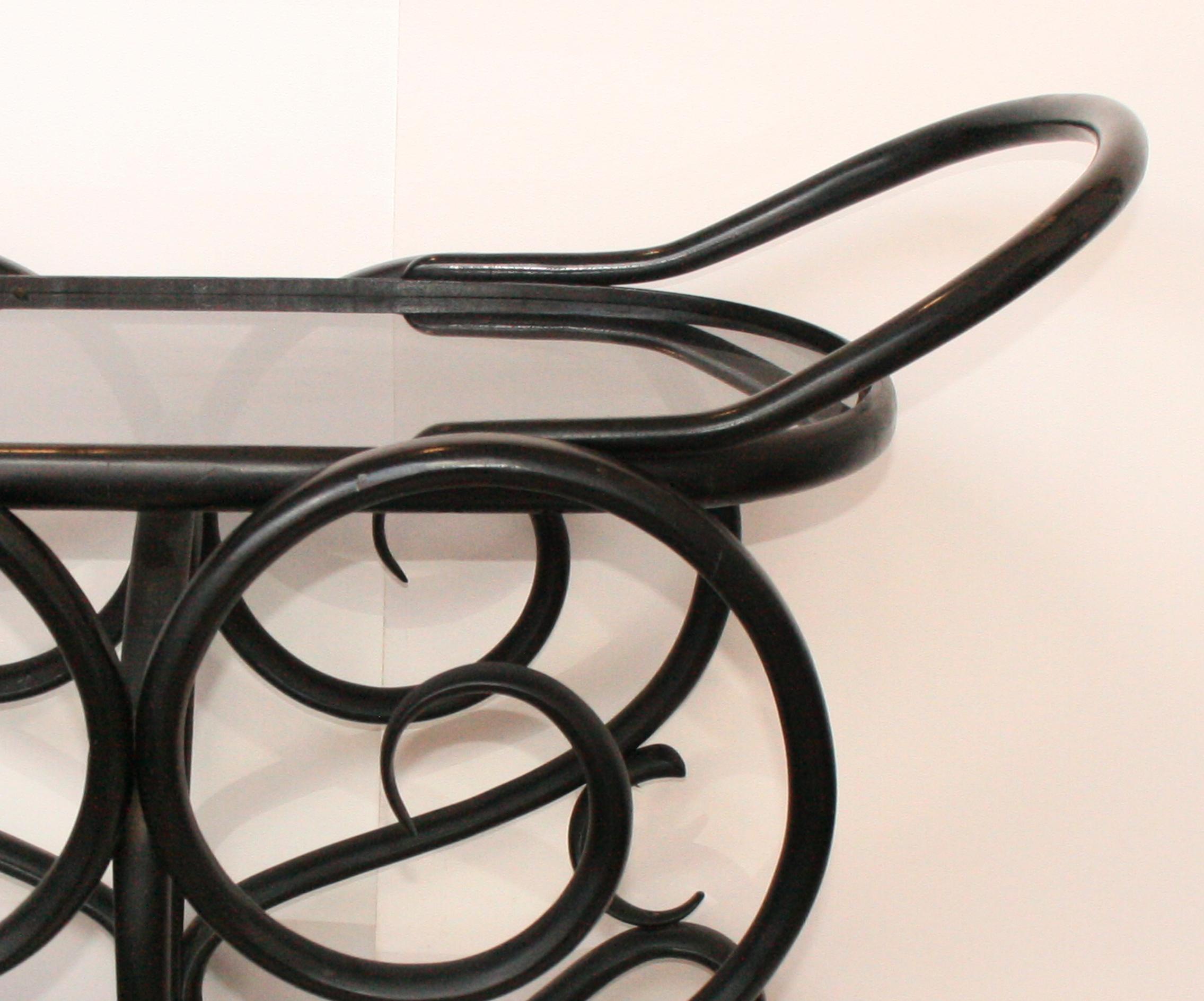 Rare After Thonet Bar Carts Table Serving Tables Bentwood Mirror, Europe, 1950s 13