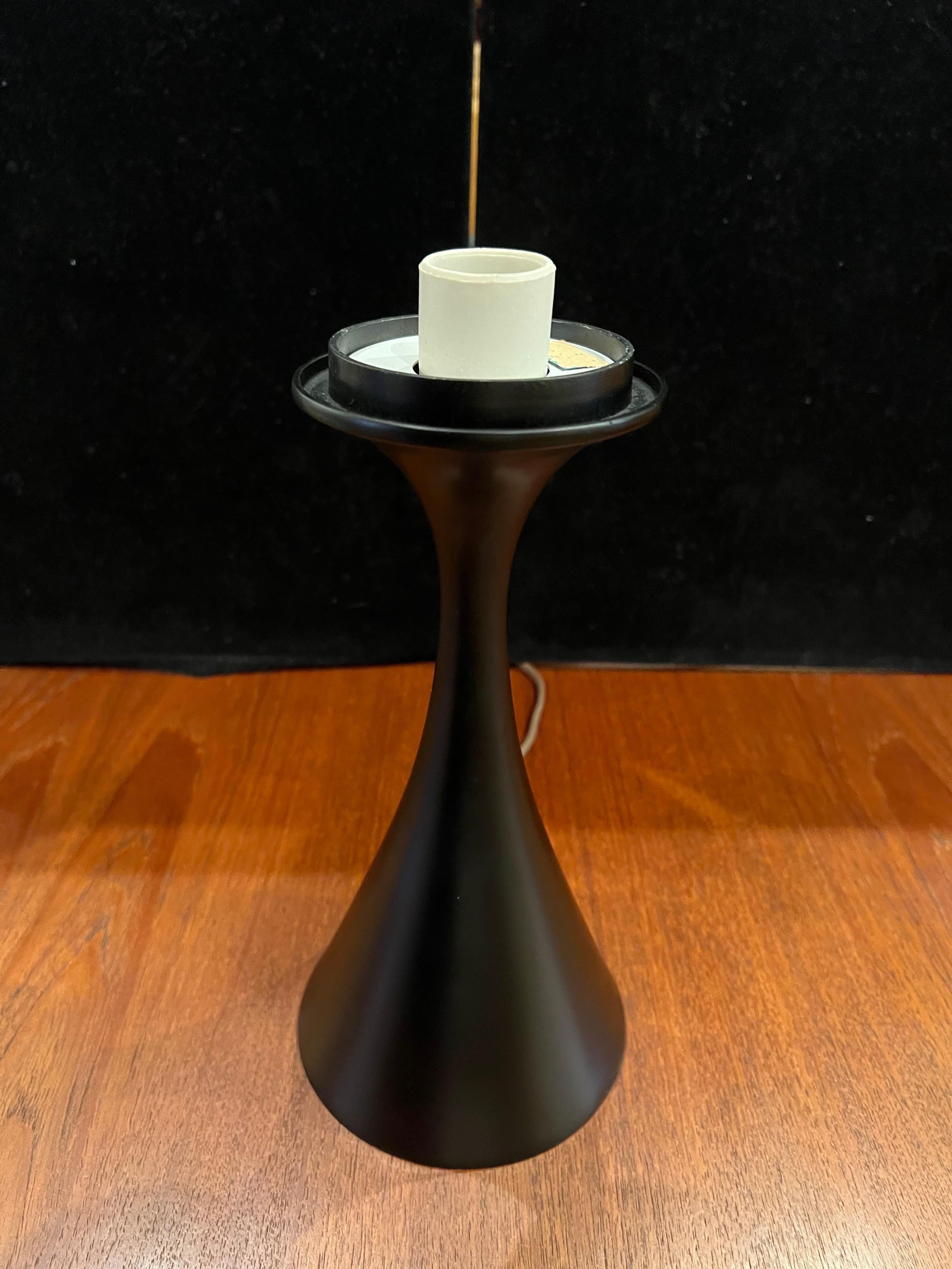 Aluminum Midcentury Black Enameled Base with Glass Shade Mushroom Lamp by Laurel
