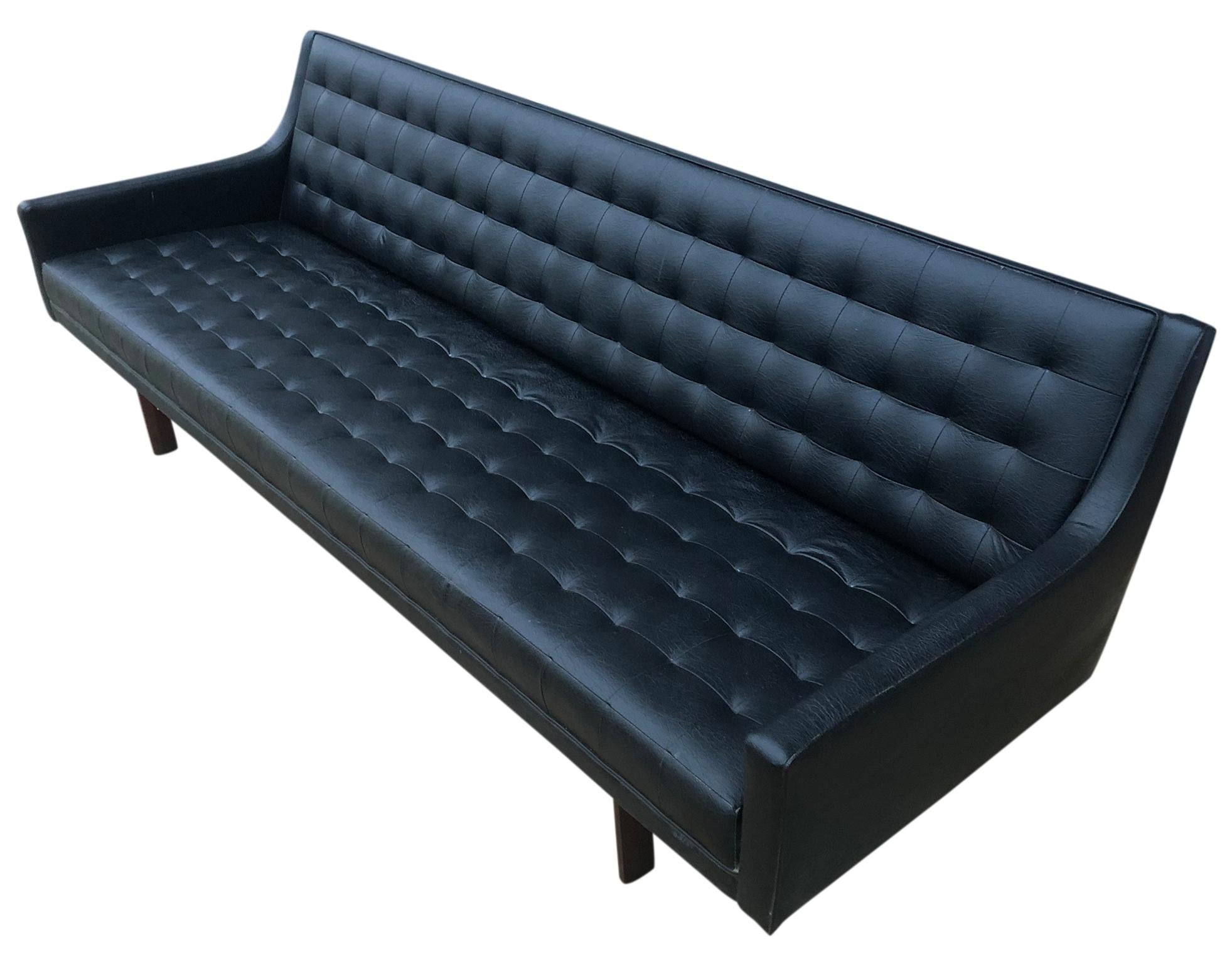 faux leather mid century sofa