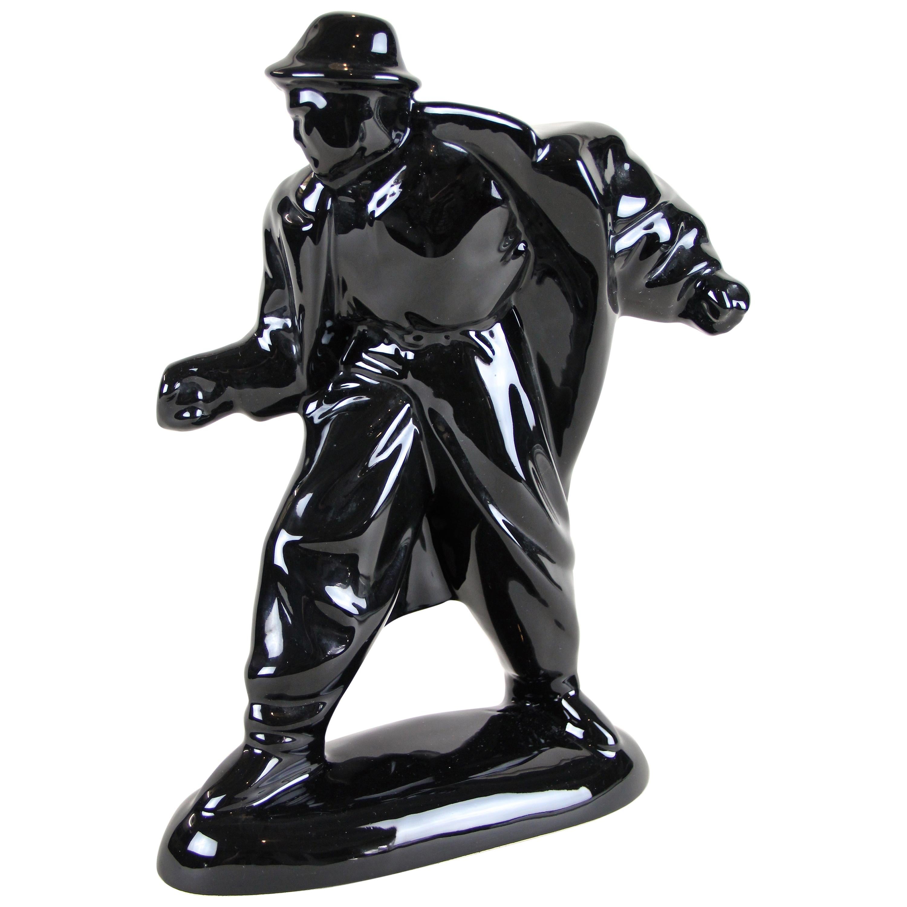 Midcentury Black Figural Sculpture "The Stranger", Austria, circa 1960 For Sale