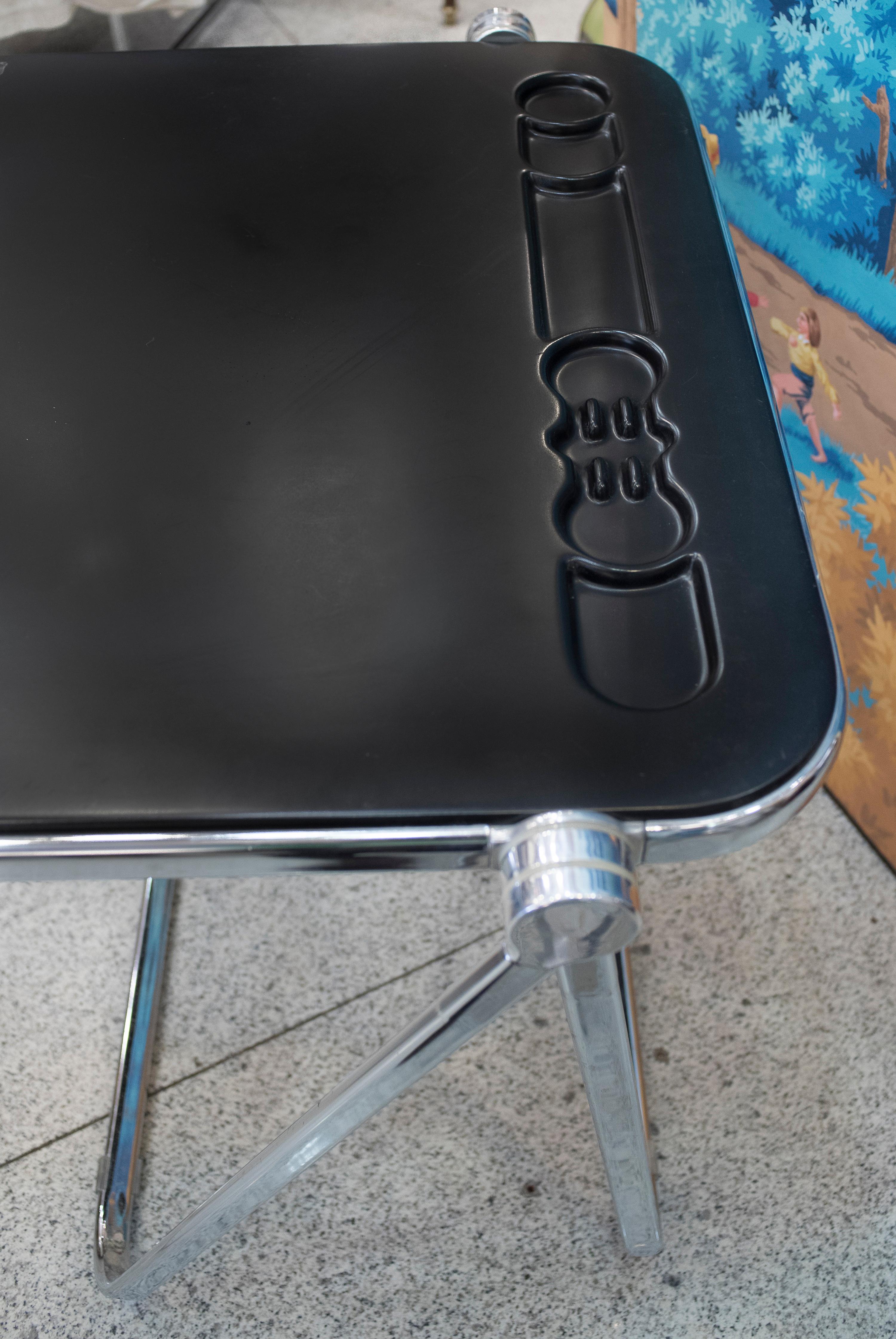 Midcentury Black Giancarlo Piretti Folding Desk, Italy 1969, Signed, Castelli In Good Condition In Valladolid, ES
