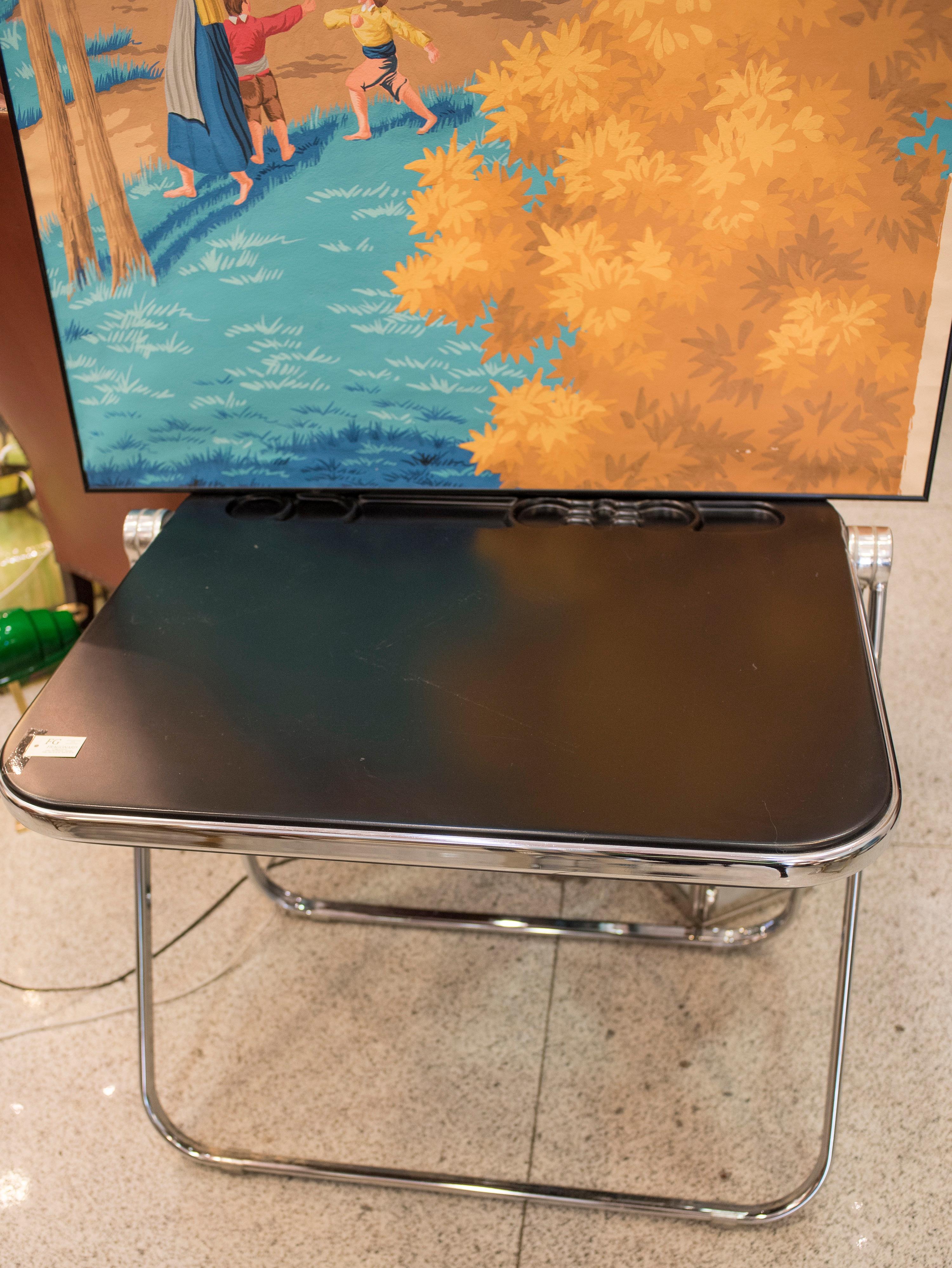 Midcentury Black Giancarlo Piretti Folding Desk, Italy 1969, Signed, Castelli 1