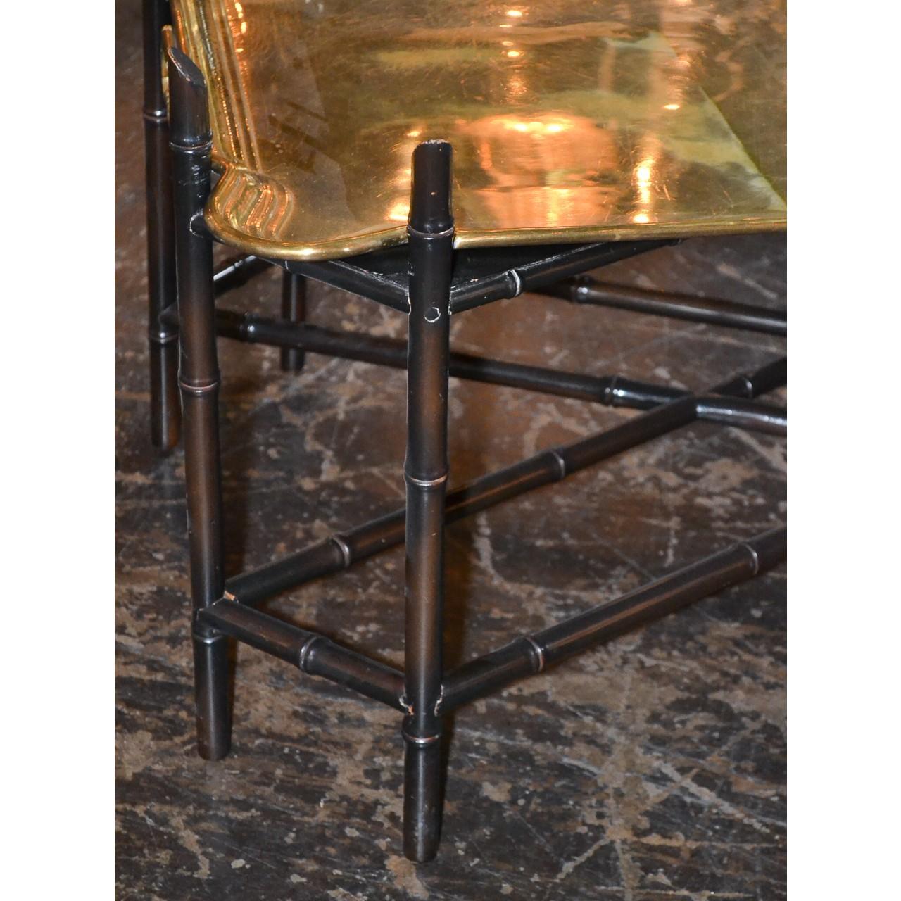 Midcentury Black Lacquered and Brass Coffee Table In Good Condition In Dallas, TX