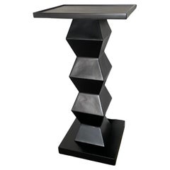 Midcentury Black Lacquered Pedestal Console Table
