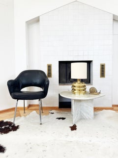 Midcentury Black Leather 1960s Eero Saarinen Knoll Executive Armchair