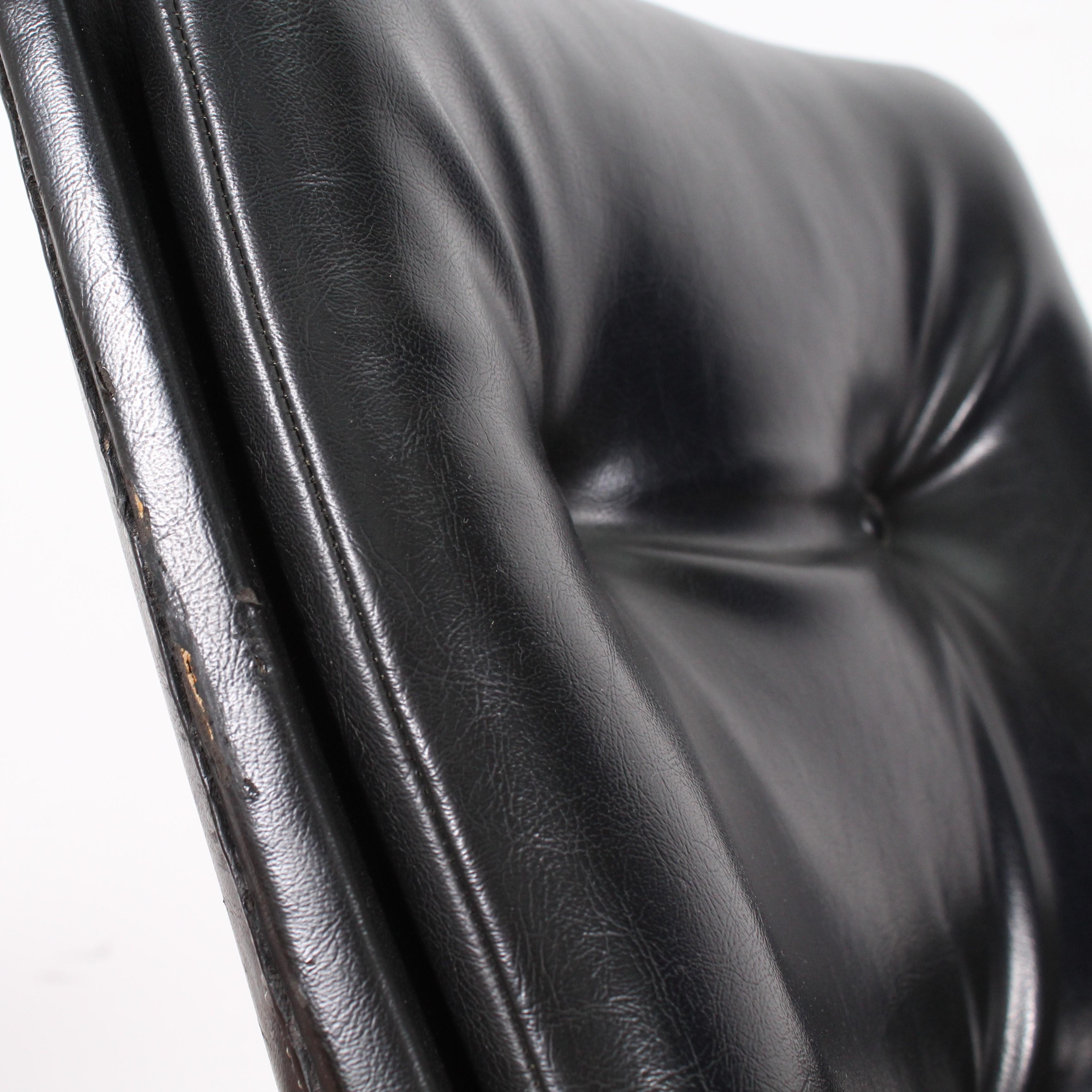 Mid-Century Black Leather Italian Desk Chair, 1960s 2