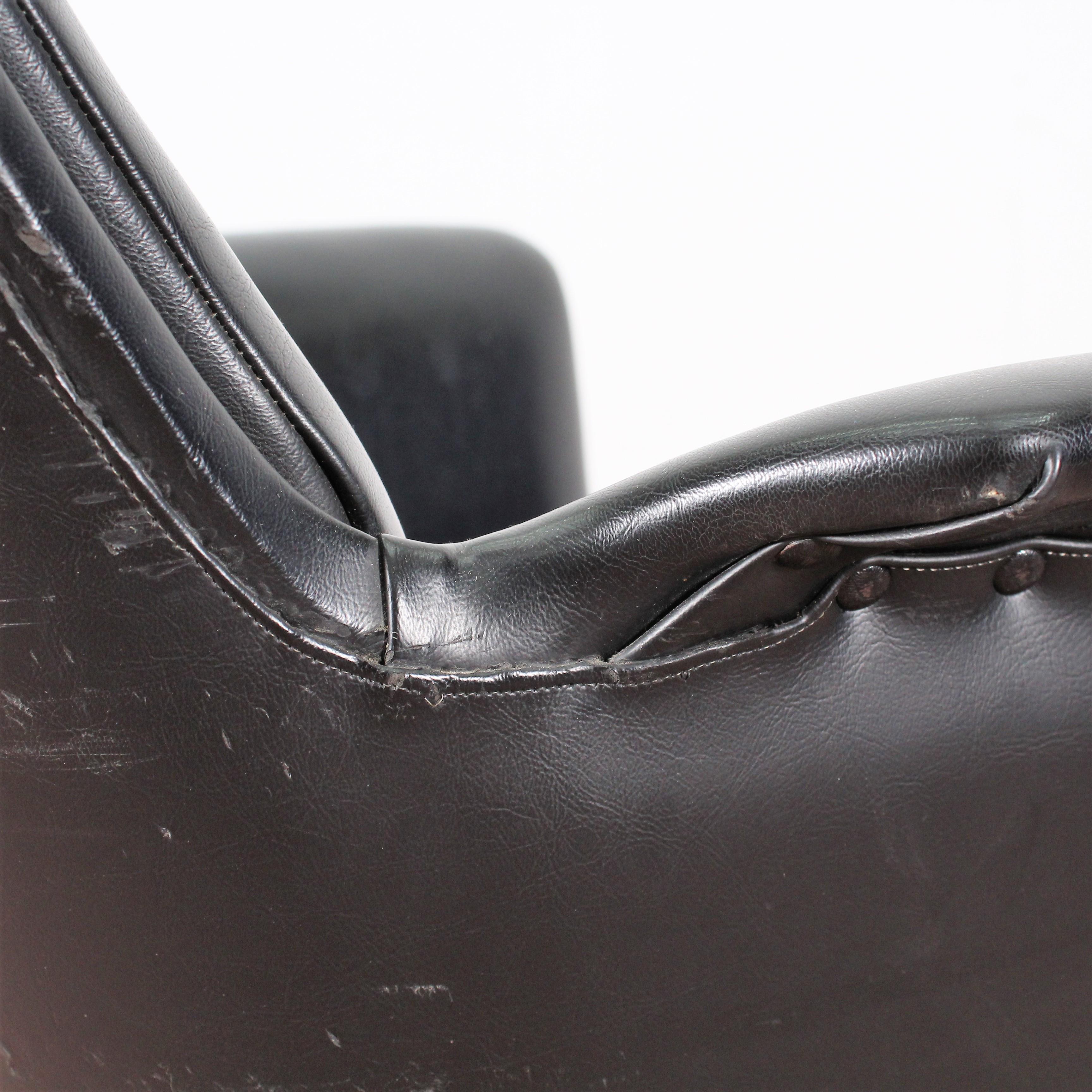 Mid-Century Black Leather Italian Desk Chair, 1960s 11