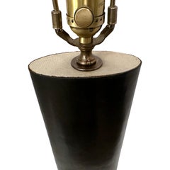 Midcentury Black Leather Lamp