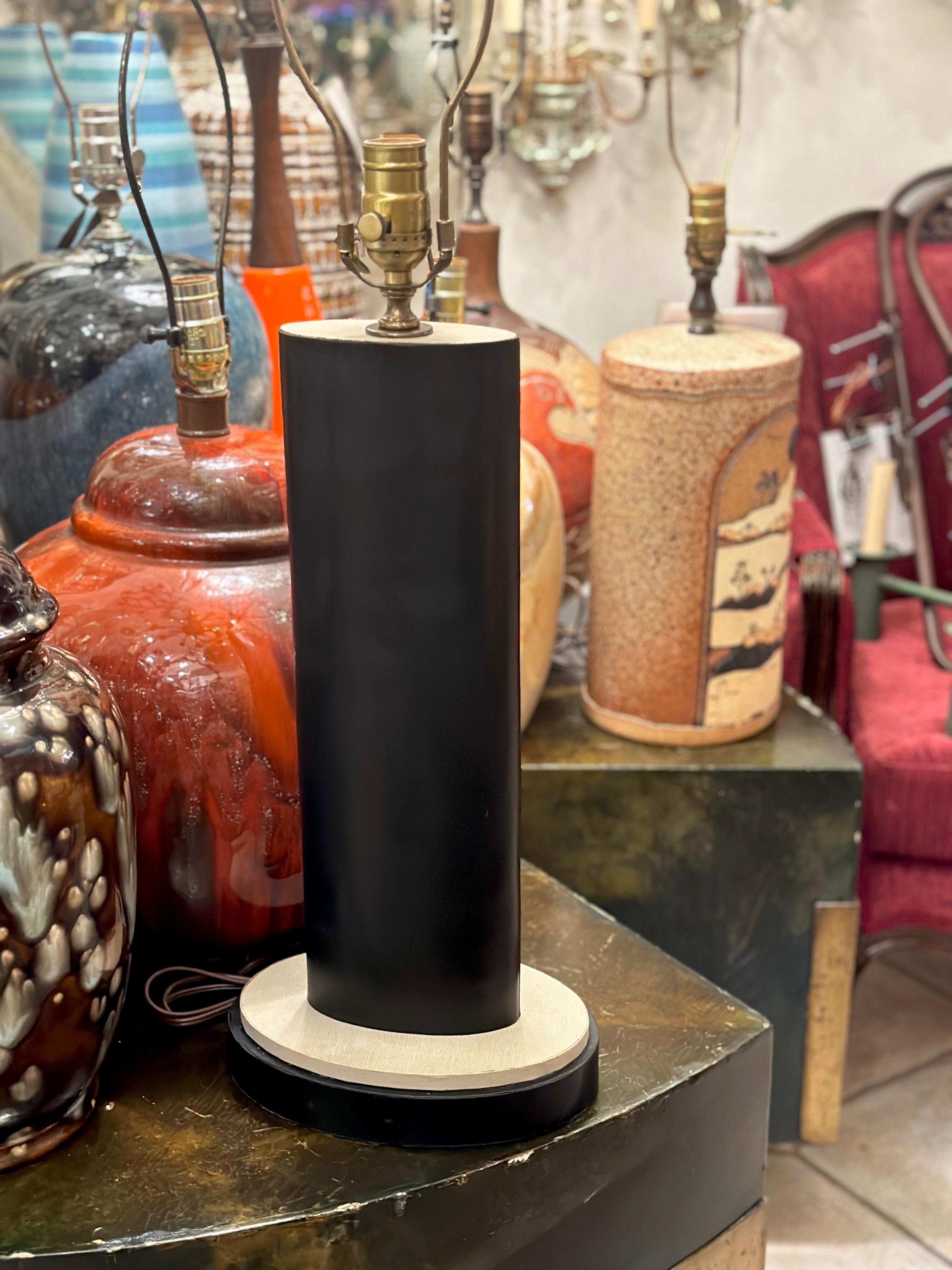 Mid-20th Century Midcentury Black Leather Lamp For Sale