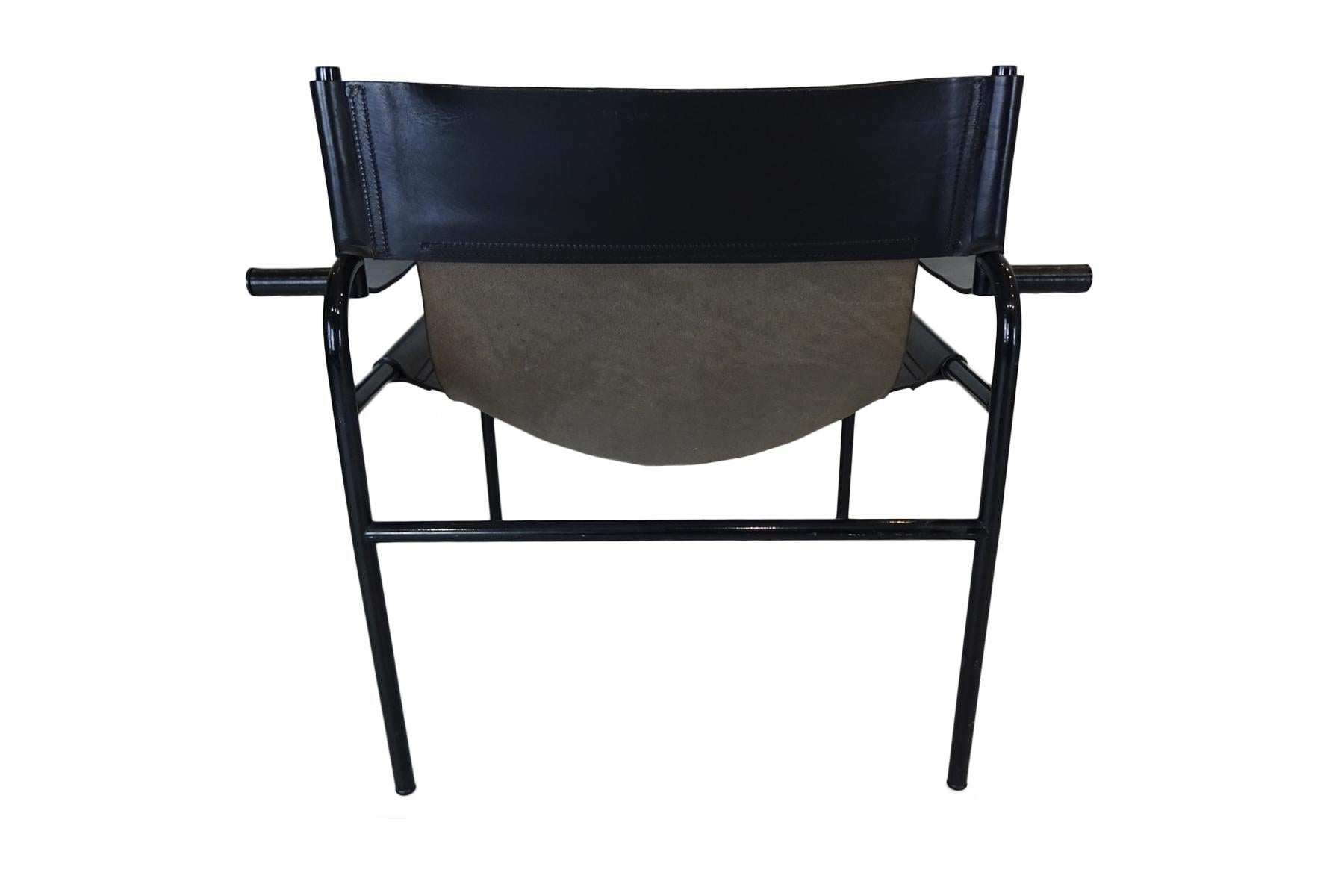 Dutch Midcentury Black Leather Lounge Chairs by Walter Antonis for ‘t Spectrum