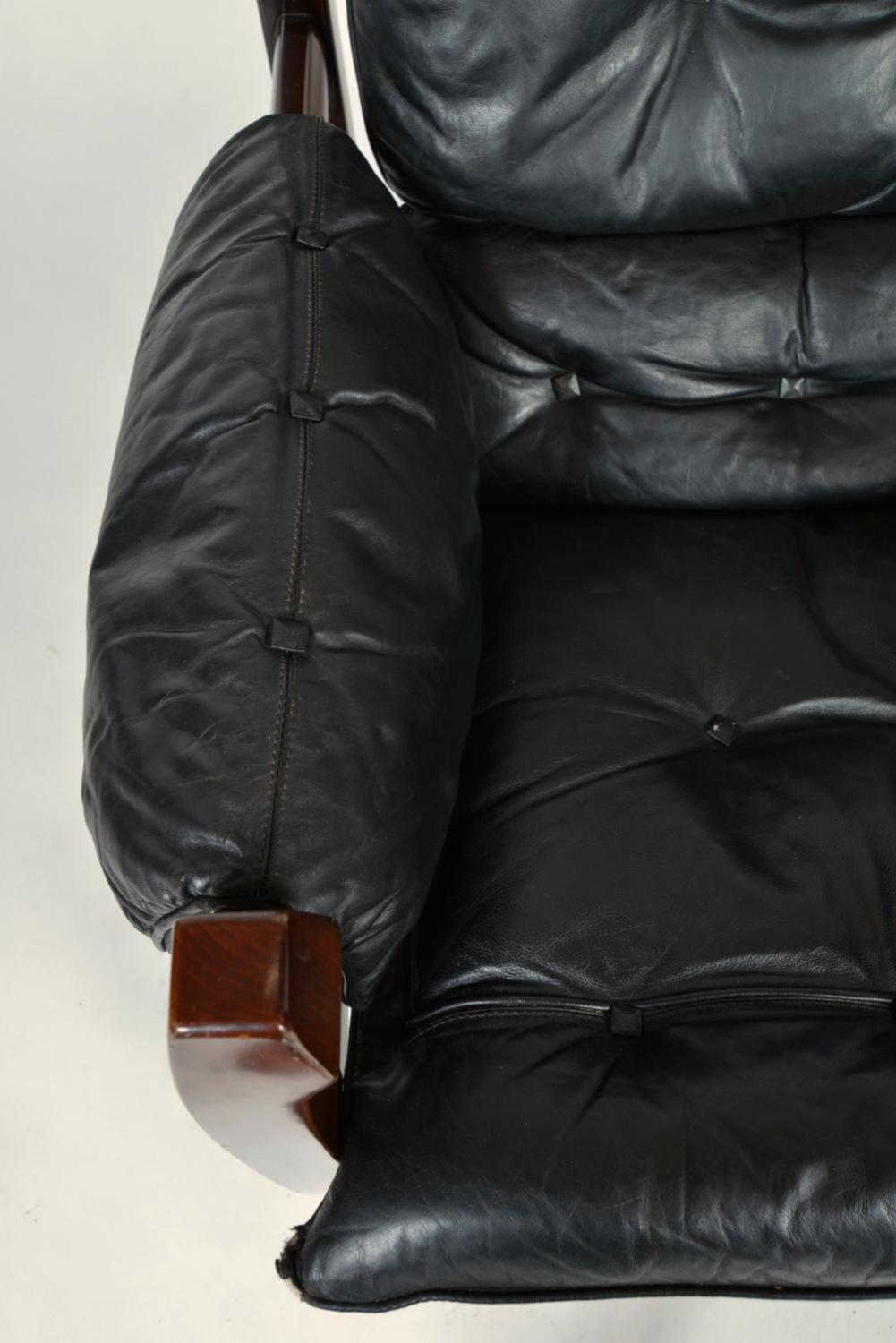 Midcentury Black Leather Samurai Arm Lounge Chair Di Luciano Frigerio Italia 1971 in vendita 9