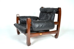 Midcentury Black Leather Samurai Arm Lounge Chair Di Luciano Frigerio Italia 1971