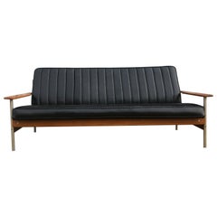 Schwarzes Ledersofa aus der Jahrhundertmitte Sven Ivar Dysthe für Dokka Møbler Modell 1001