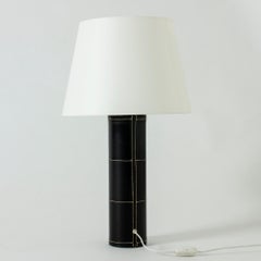 Midcentury Black Leather Table Lamp from Bergboms
