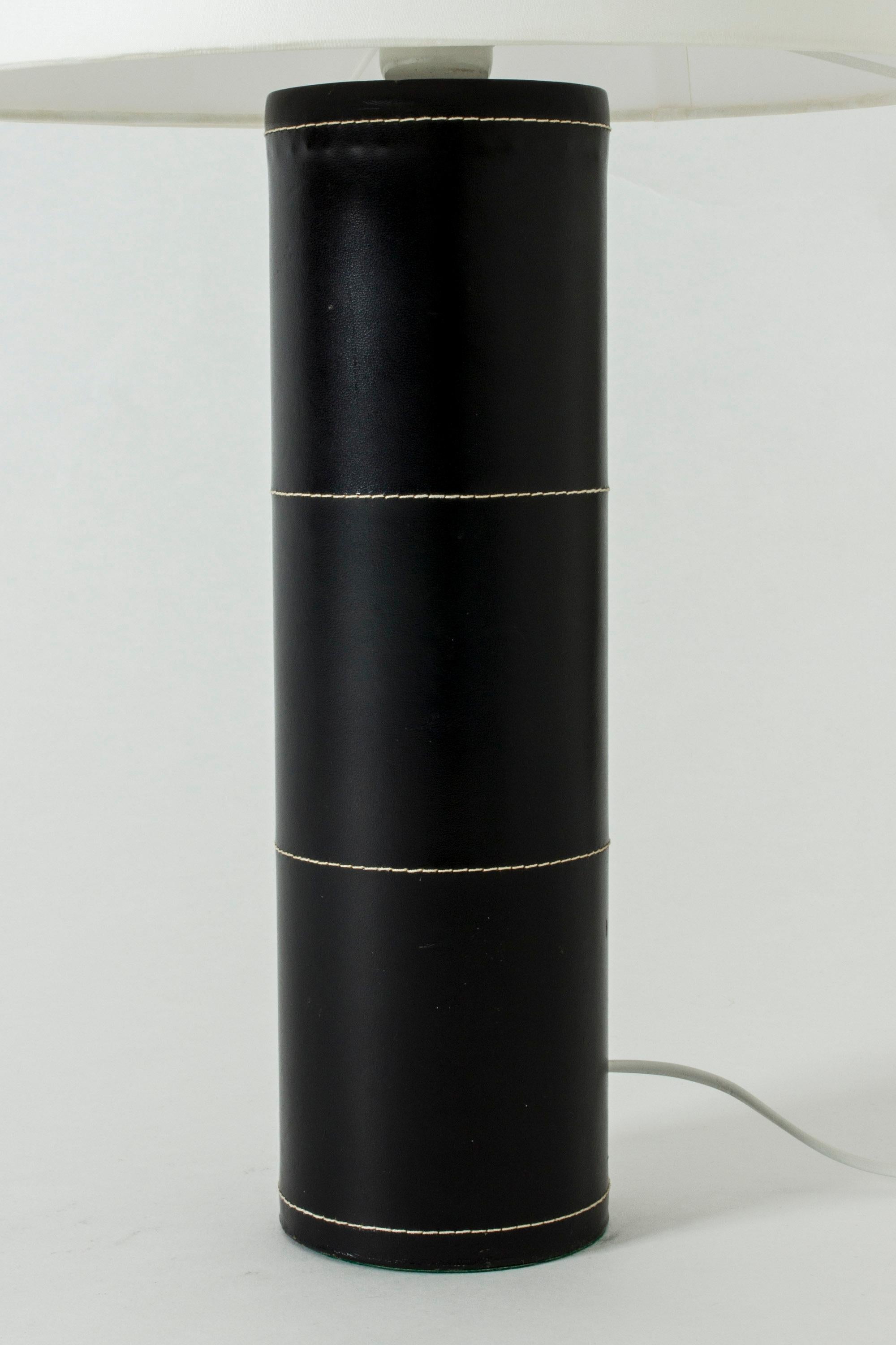 Scandinavian Modern Midcentury Black Leather Table Lamp from Bergboms For Sale