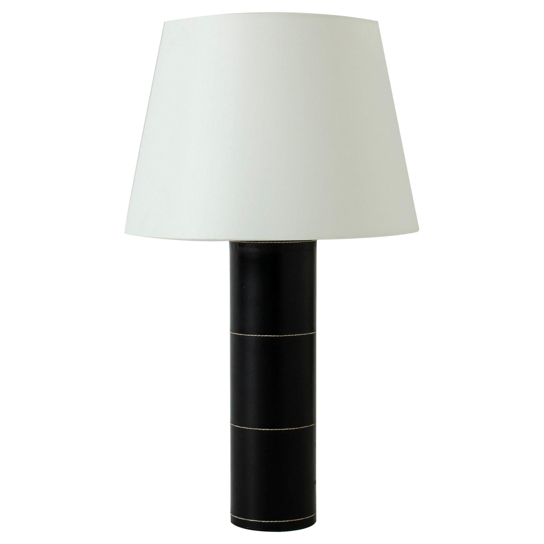 Midcentury Black Leather Table Lamp from Bergboms For Sale
