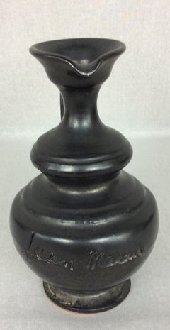 Jean Marais, Midcentury Black Matte Vase from Vallauris Studio