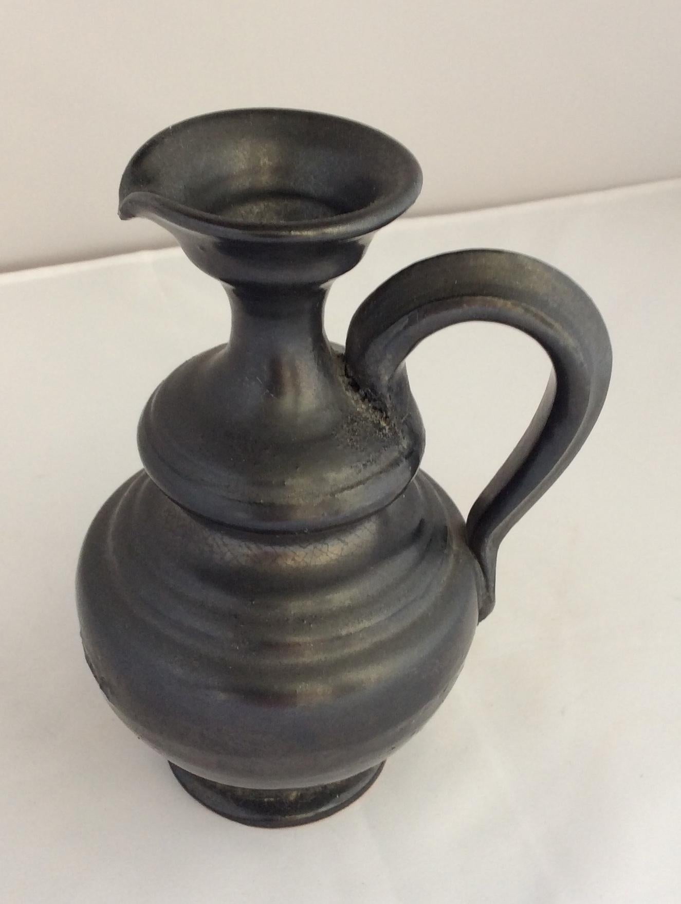 French Jean Marais, Midcentury Black Matte Vase from Vallauris Studio For Sale