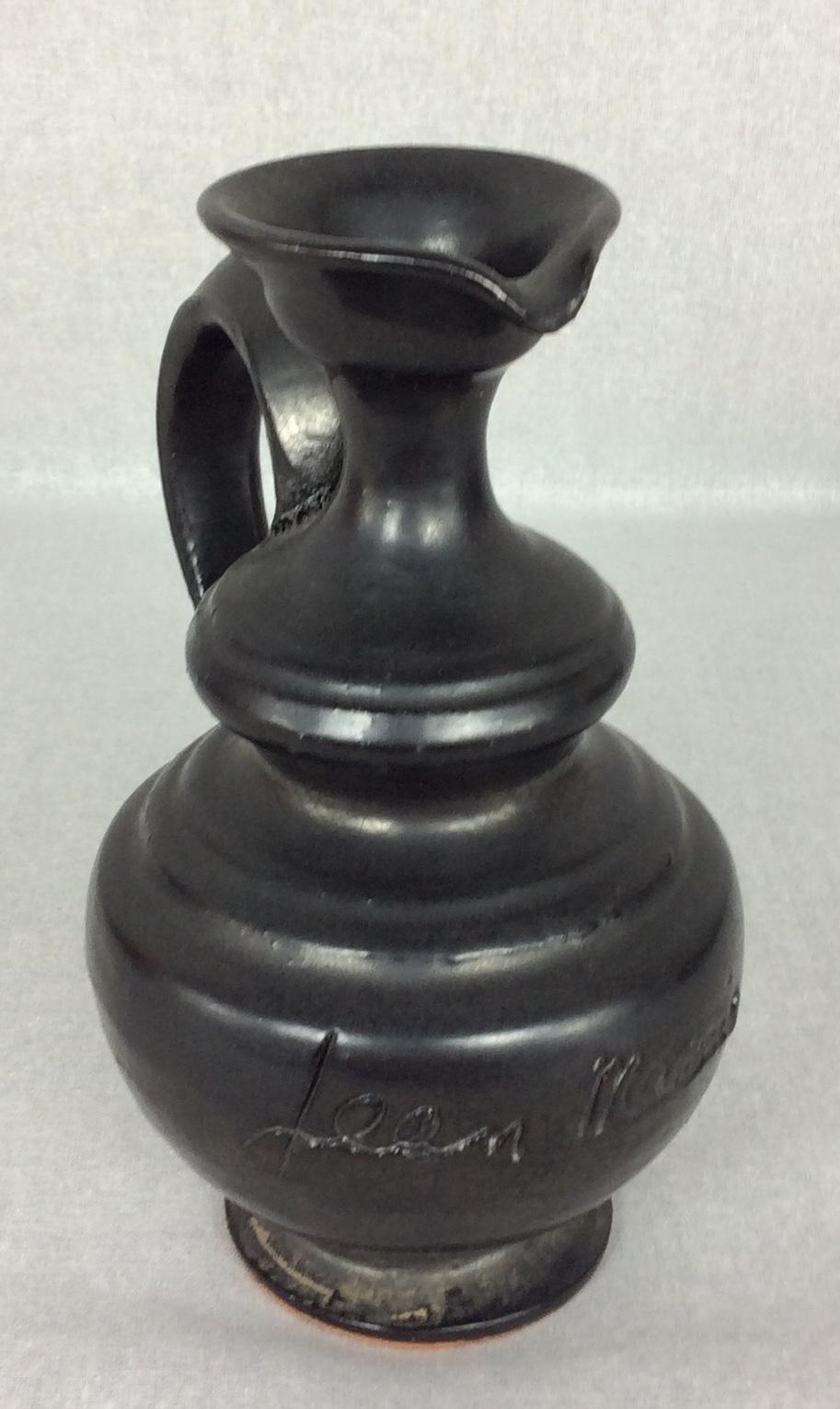 Ceramic Jean Marais, Midcentury Black Matte Vase from Vallauris Studio For Sale