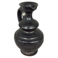 Jean Marais, schwarze, matte Vase aus der Mitte des Jahrhunderts von Vallauris Studio