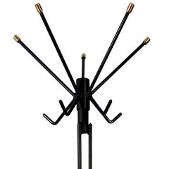 Midcentury Black Metal and Brass Sputnik Style Coat Stand