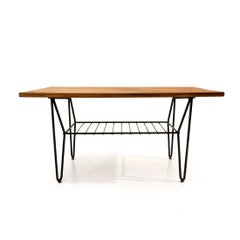 Midcentury Black Metal and Teak Italian Coffee Table, 1950s