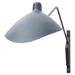Midcentury Black Metal Wall Lamp in the Style of Serge Mouille, circa 1980