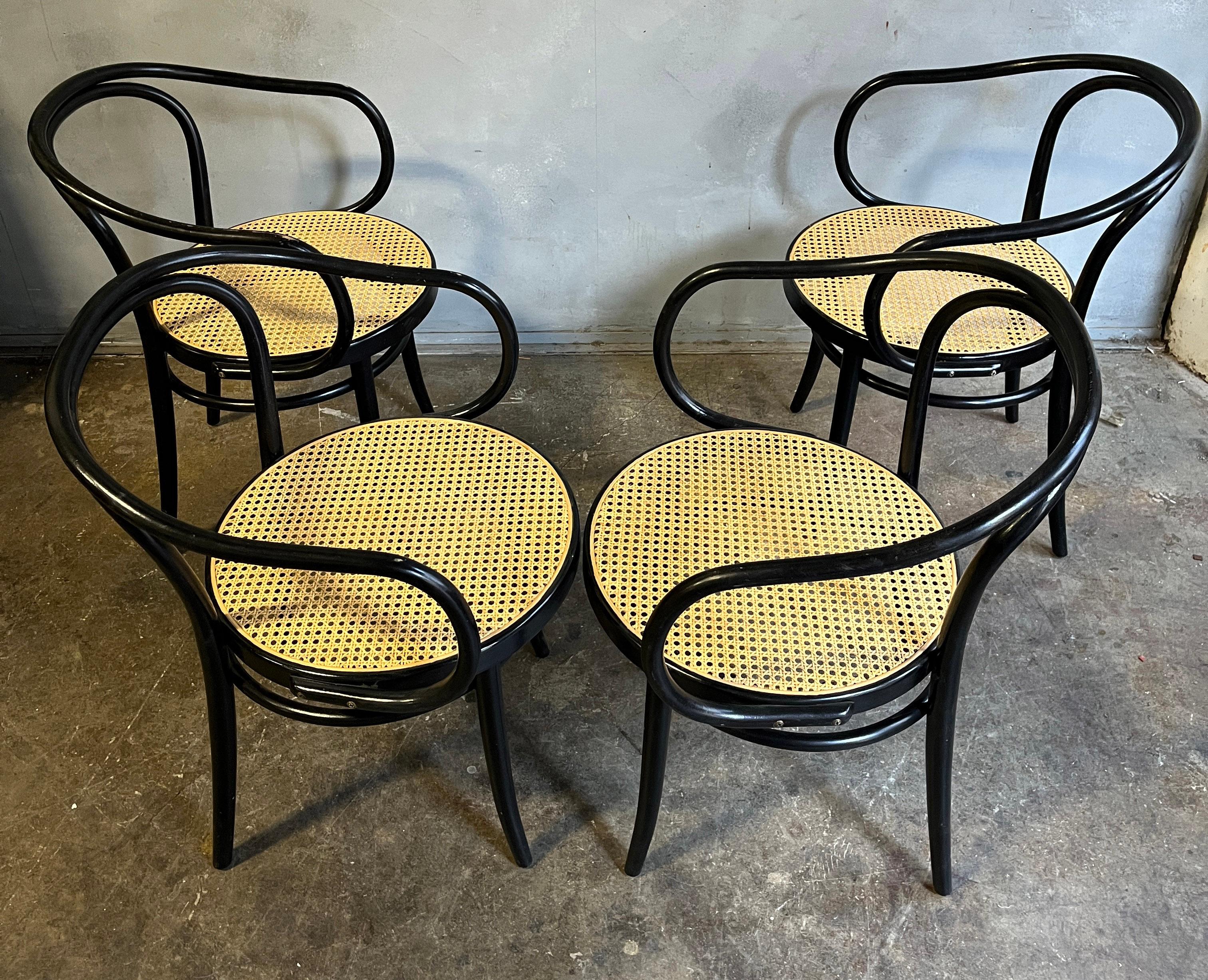 Midcentury Black No.209 Thonet Chairs, 1980s (set of 4) 3