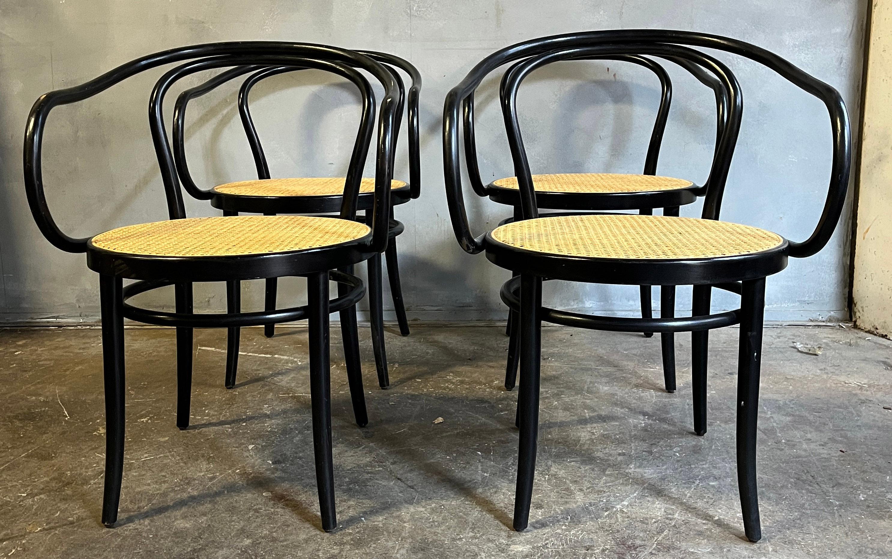 Midcentury Black No.209 Thonet Chairs, 1980s (set of 4) 4