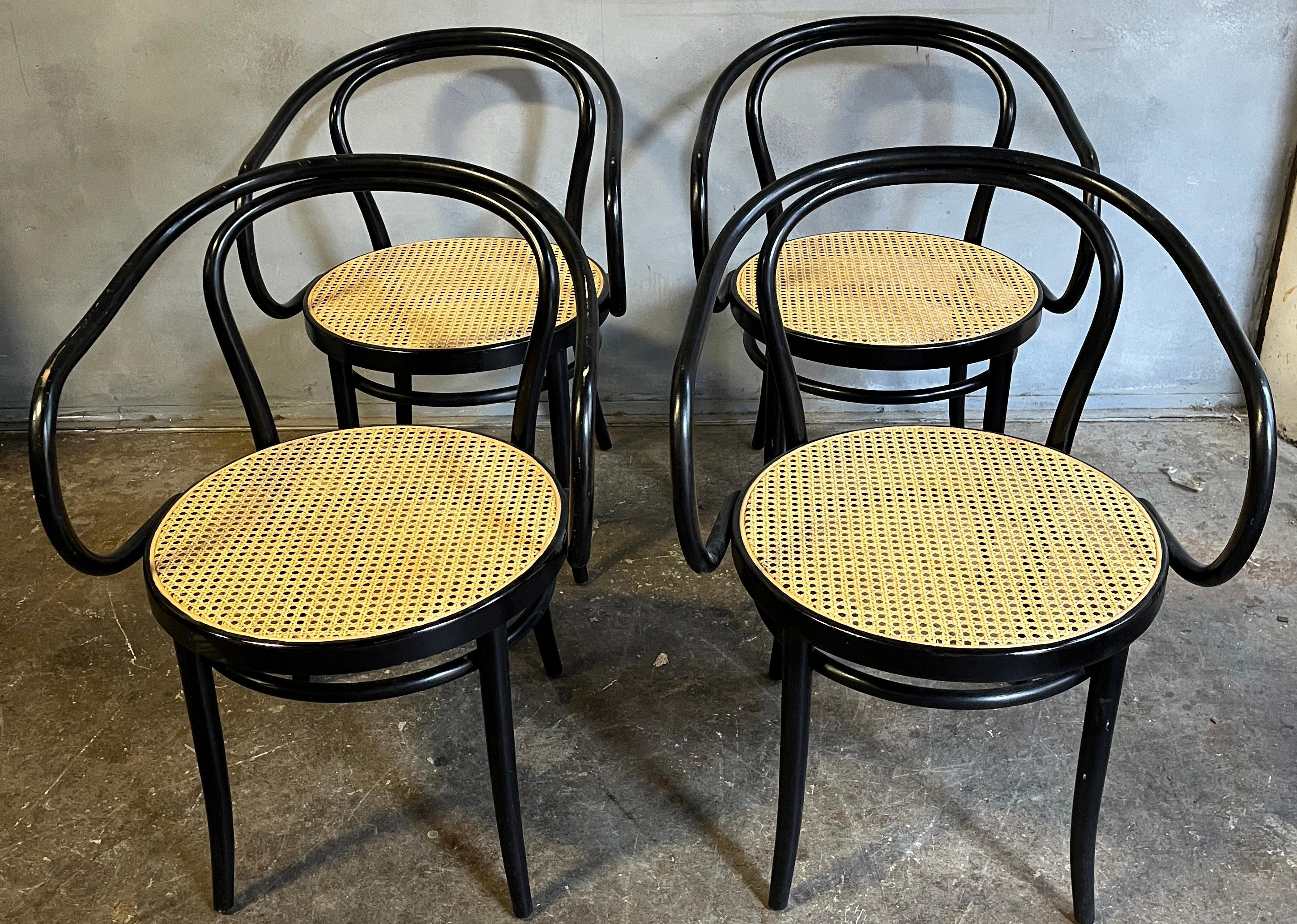 Midcentury Black No.209 Thonet Chairs, 1980s (set of 4) 5