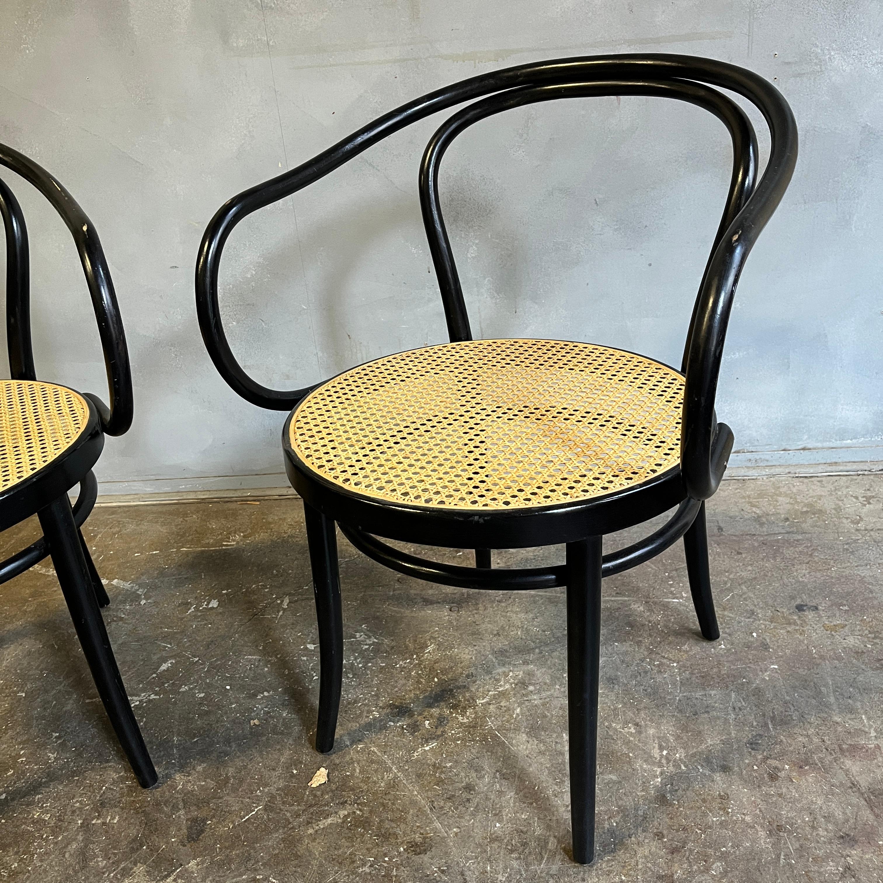 Austrian Midcentury Black No.209 Thonet Chairs, 1980s (set of 4)