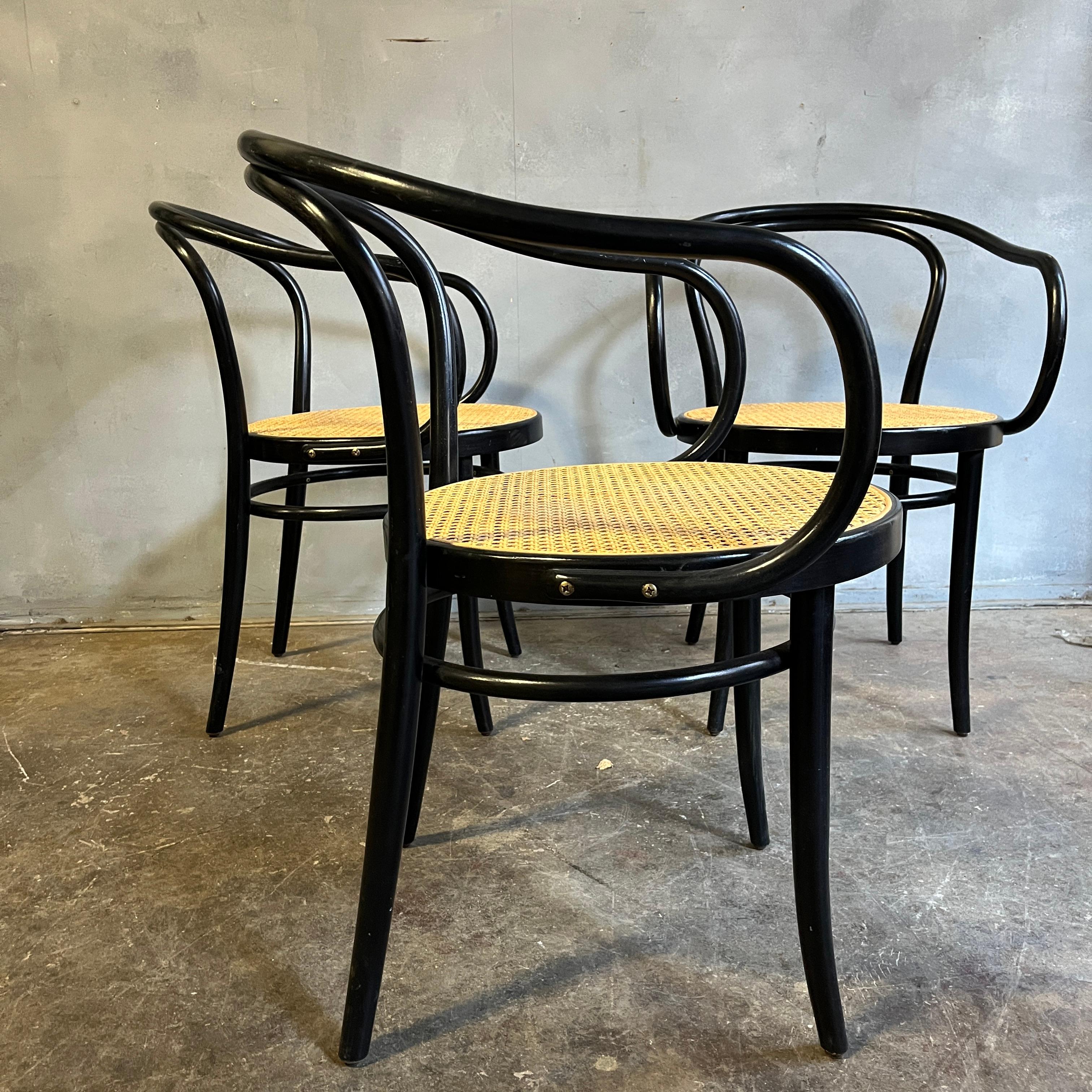 20th Century Midcentury Black No.209 Thonet Chairs, 1980s (set of 4)