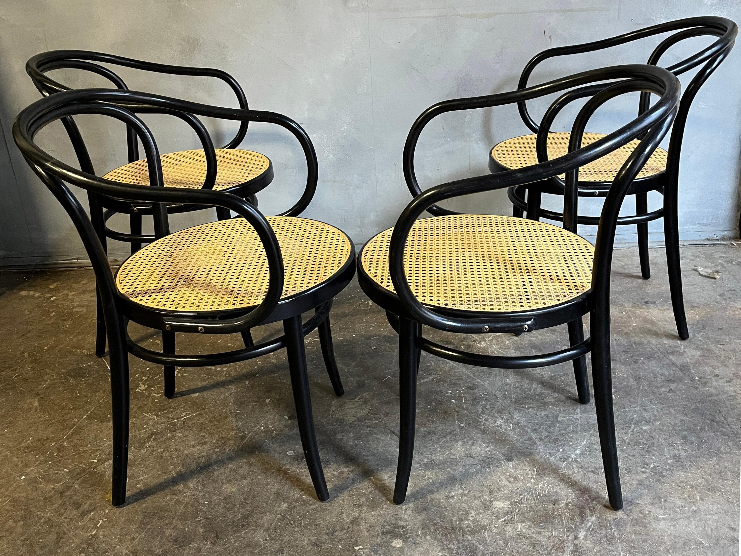 Midcentury Black No.209 Thonet Chairs, 1980s (set of 4) 1
