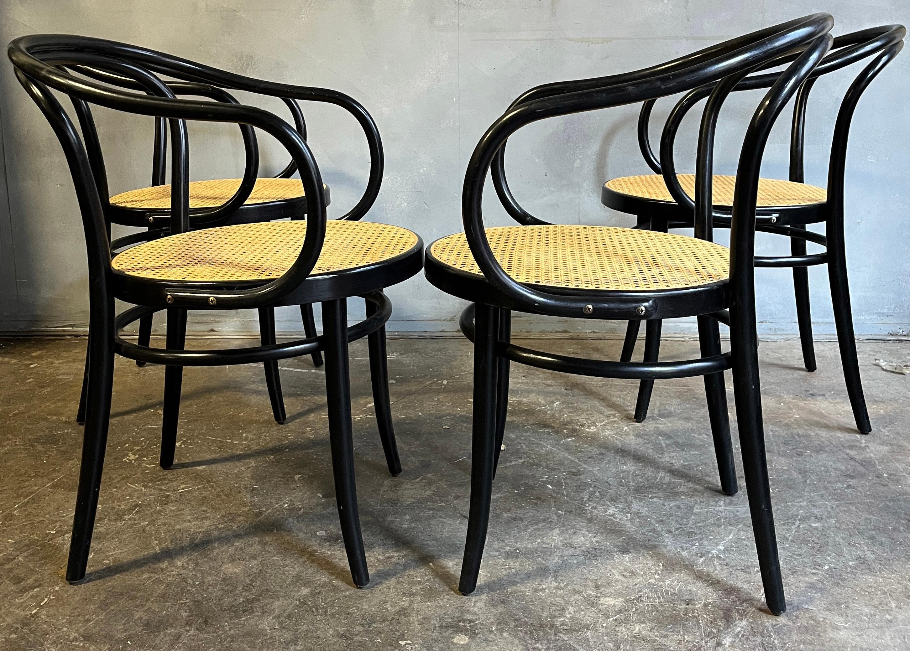 Midcentury Black No.209 Thonet Chairs, 1980s (set of 4) 2