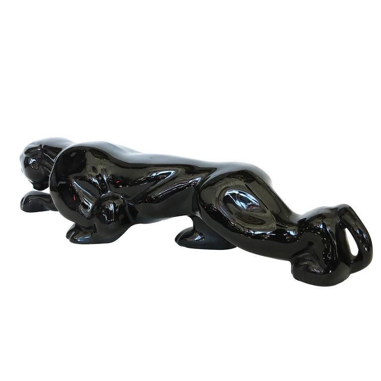 ceramic black panther statue