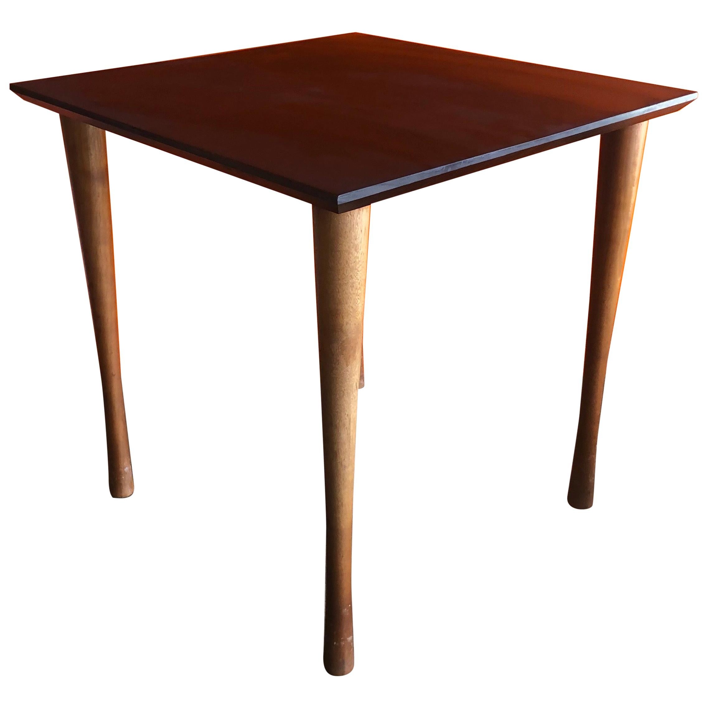 Midcentury Black Slate and Walnut Side Table by Harpswell House