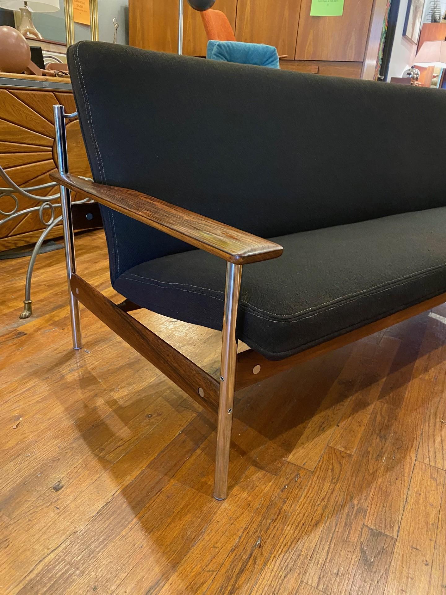 Norwegian Midcentury Black Sofa Sven Ivar Dysthe for Dokka Møbler Model 1001