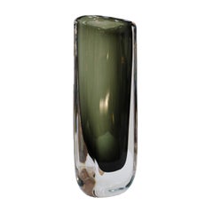 Midcentury Black Sommerso Murano Glass Vase by Nils Landberg for Orrefors 1960