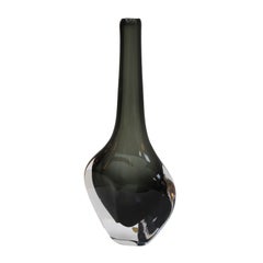 Midcentury Black Sommerso Murano Glass Vase by Nils Landberg for Orrefors 1960