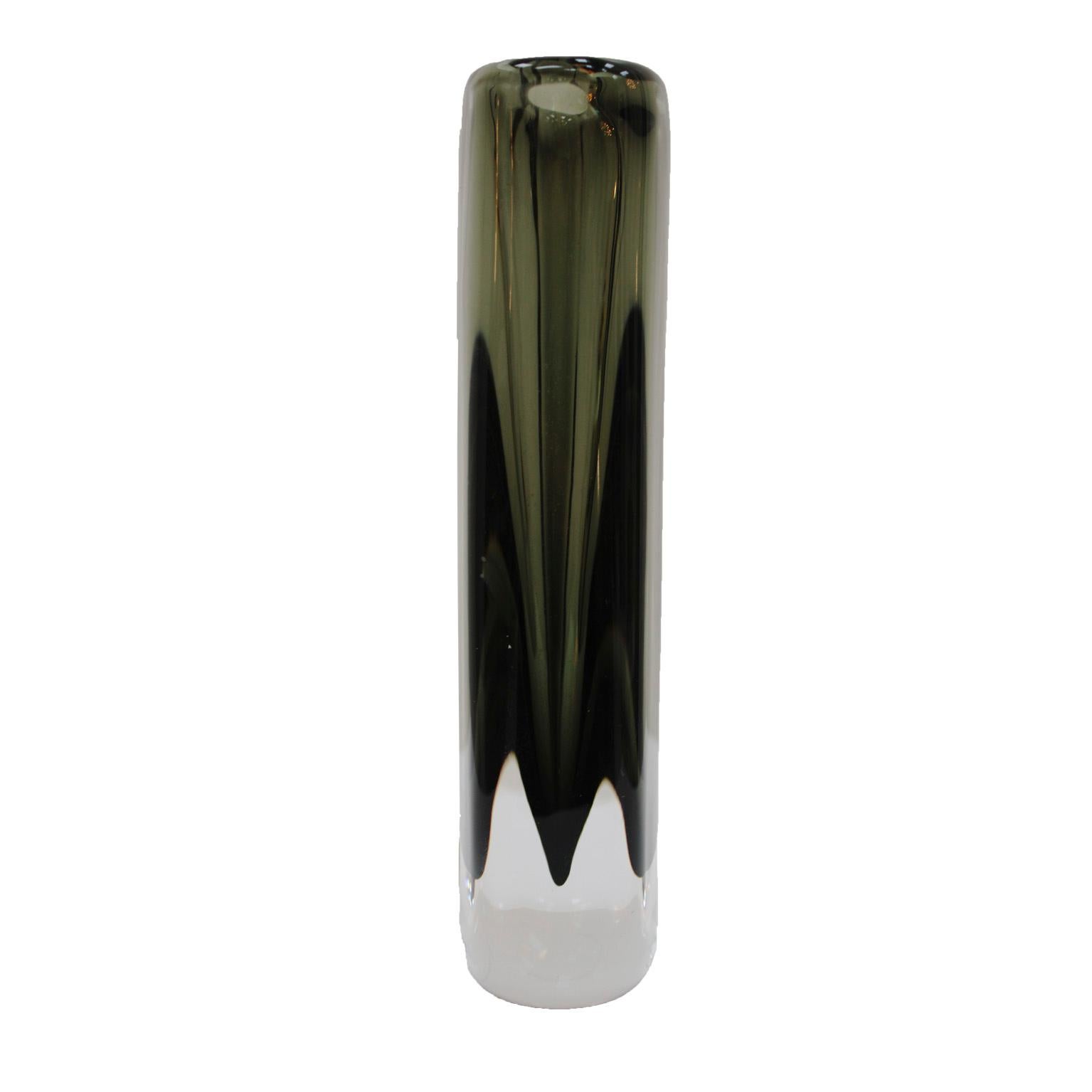 Mid-Century Modern Midcentury Black Sommerso Murano Glass Vase by Nils Landberg for Orrefors 1960 For Sale